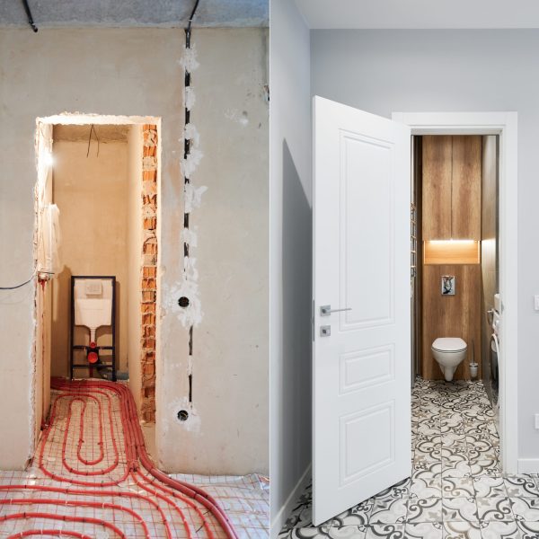 Comparison,Of,Bathroom,With,Wall-hung,Toilet,And,Heated,Floor,Before